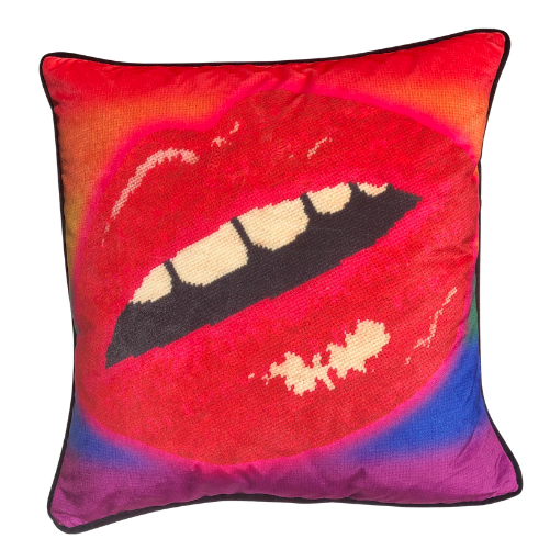 rainbow velvet EMBRASSE MOI lips feather down pillow