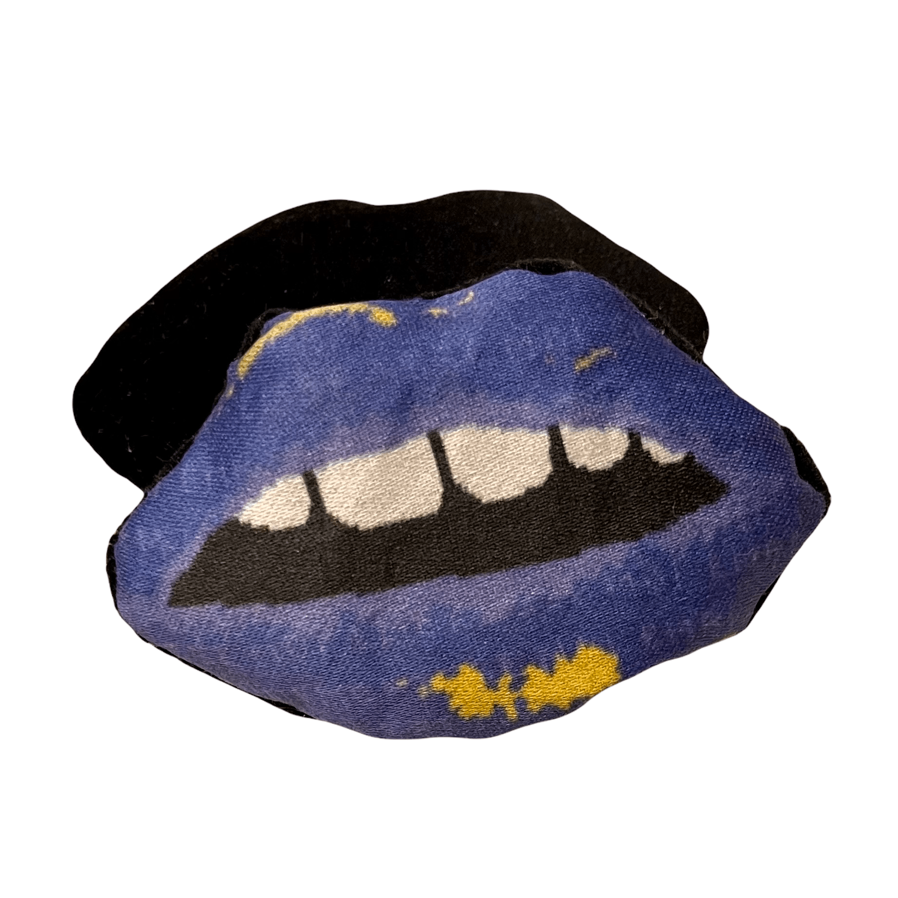 blue lips-shaped lavender sachets with open mouth & gapped teeth