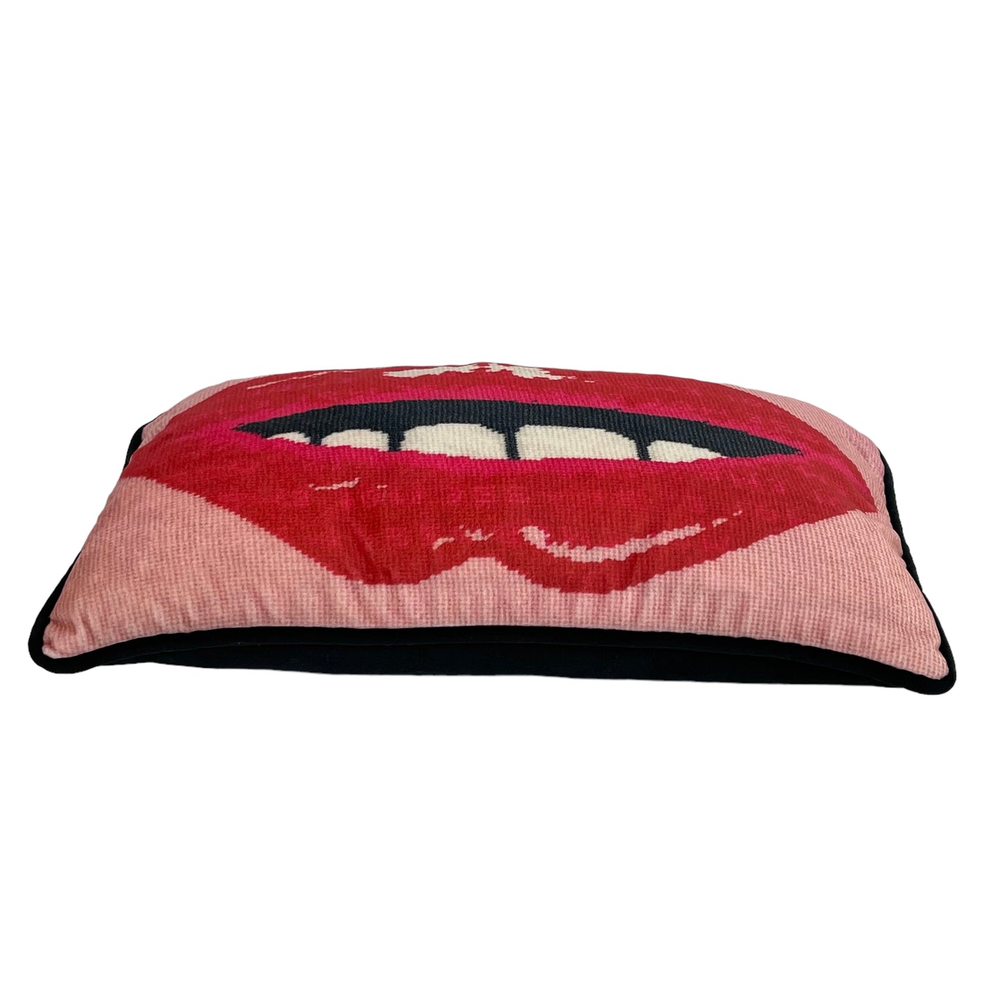 pink velvet lips EMBRASSE MOI lumbar pillow