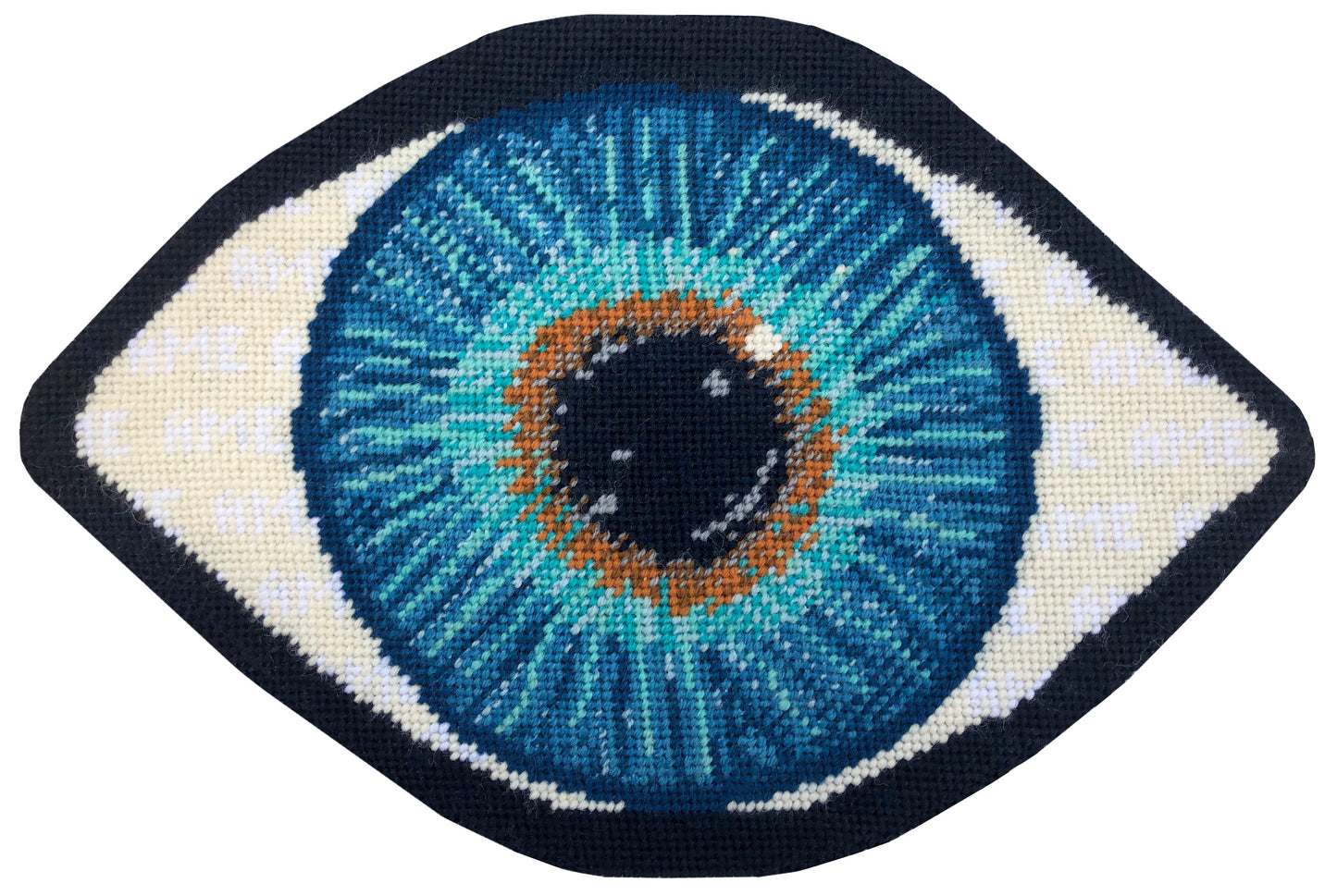 blue eye print has gold in center, turning to turquoise, then deep blues - very detailed