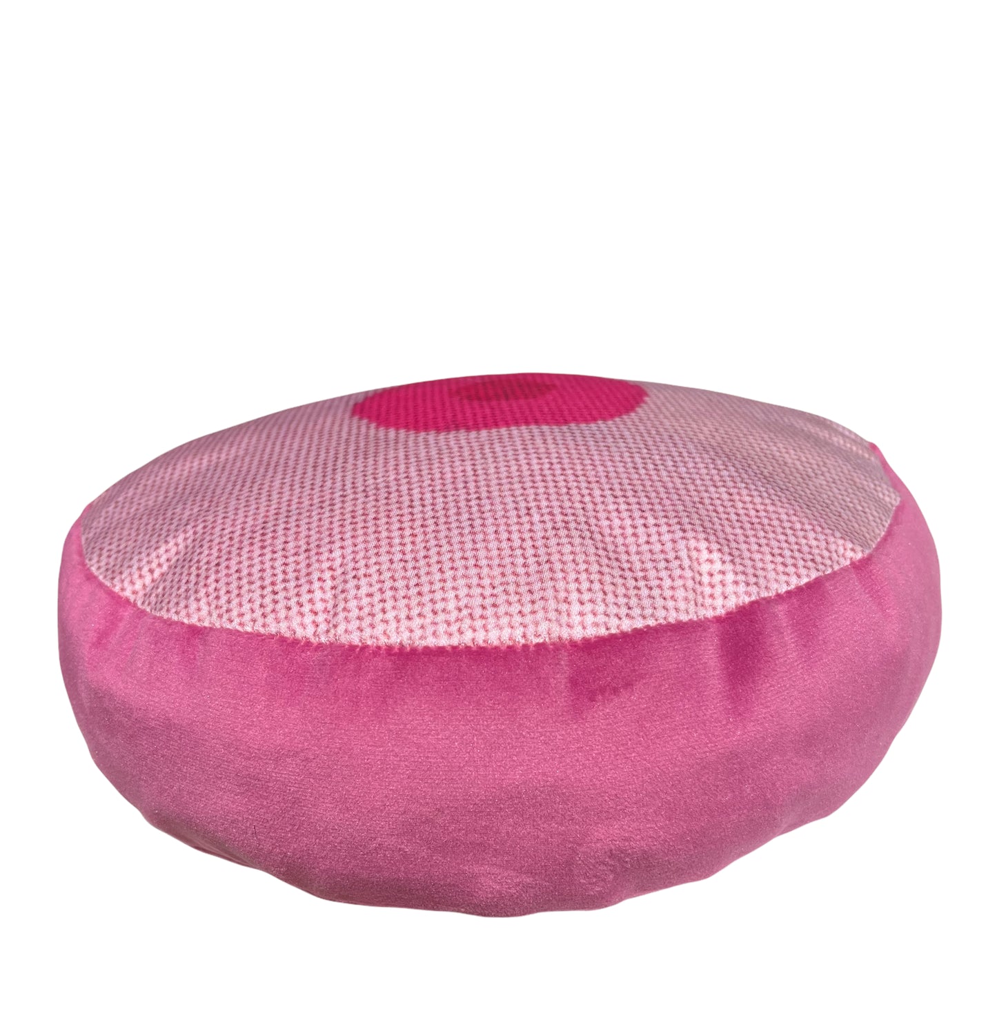 baby pink round pillow with hot pink small center