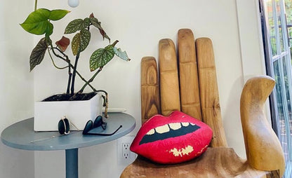 24" velvet red lips sculpted pillow