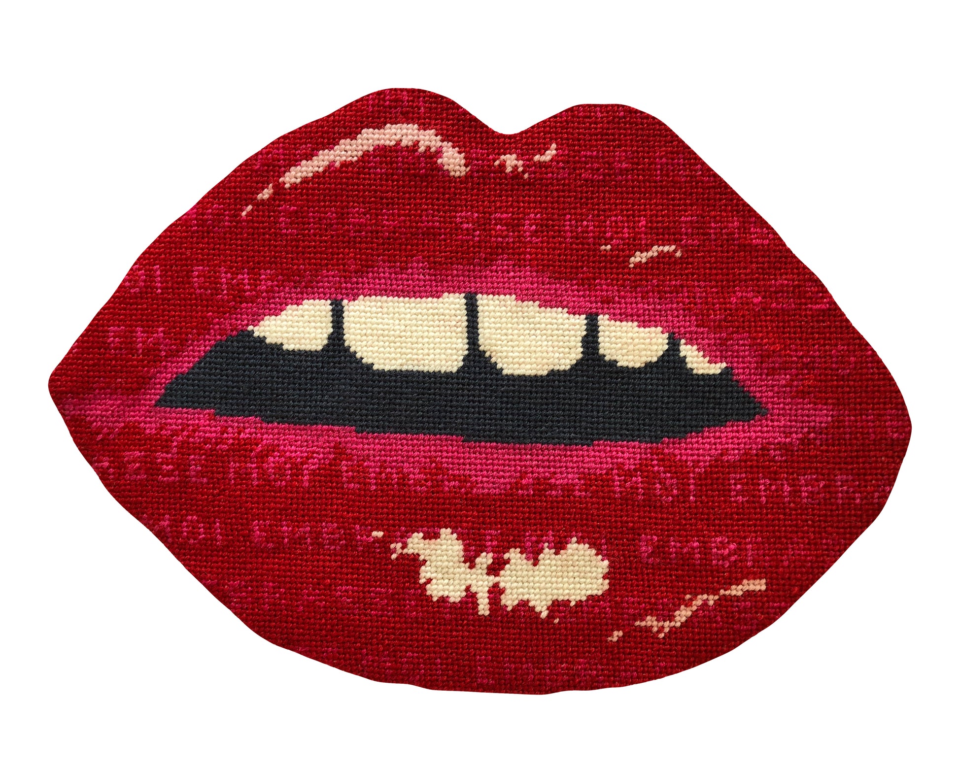 big, pouty red lips print with gapped teeth