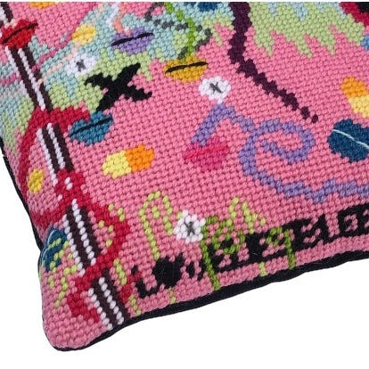 LOVE LIES BLEEDING designer needlepoint pillow