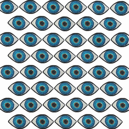 tea towel covered in blue eyes