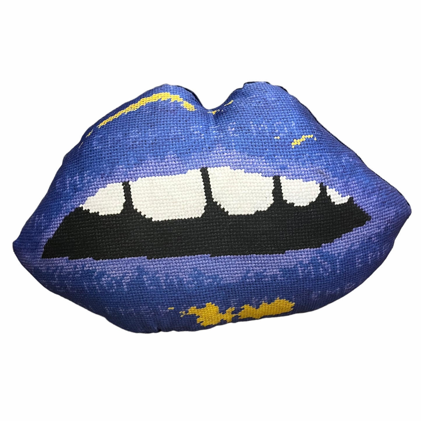 blue violet EMBRASSE MOI organic cotton sateen sculpted lips pillow