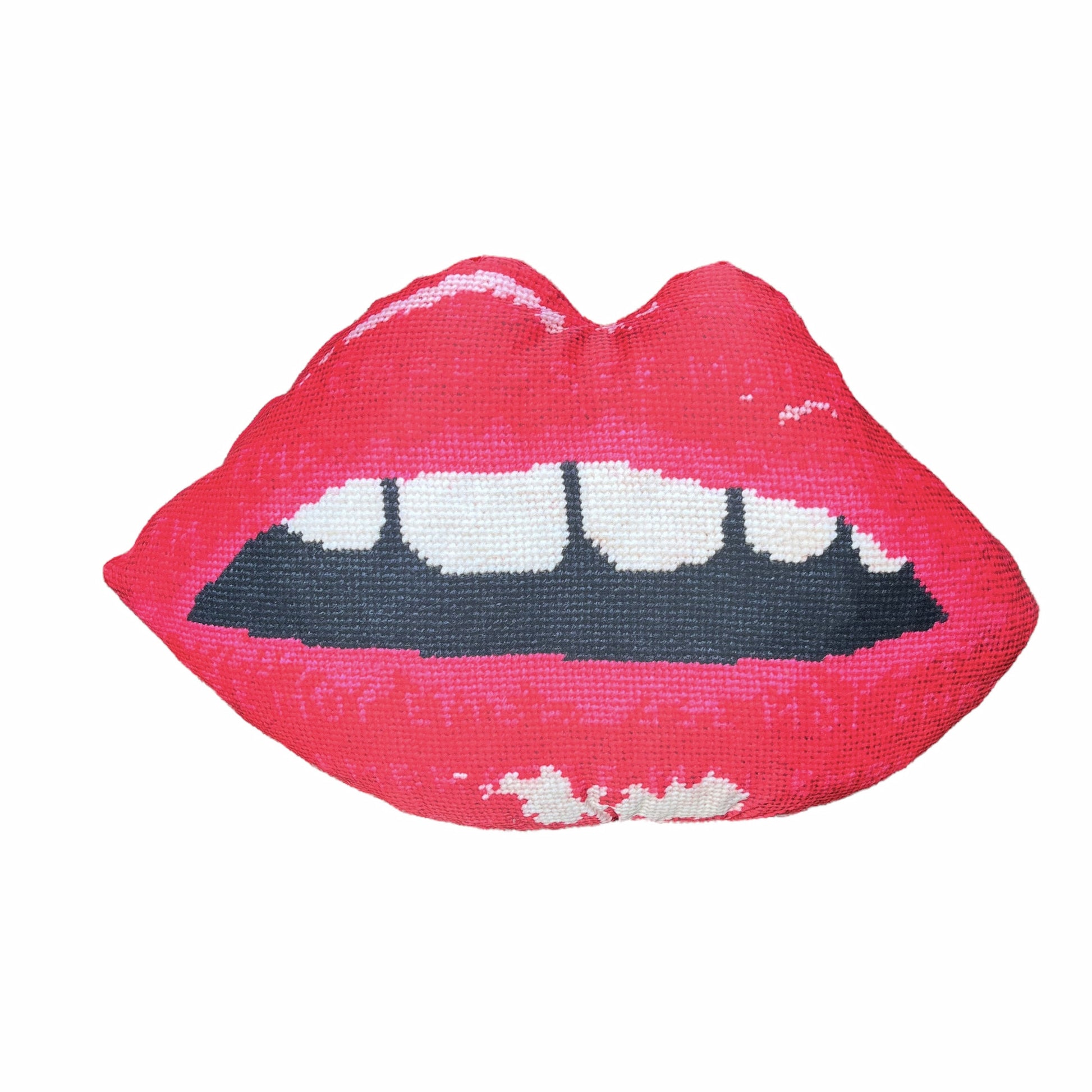 Sculpted red lips pillow features red lips with open mouth & gapped teeth. Featured on Disney+ High School Musical The Series