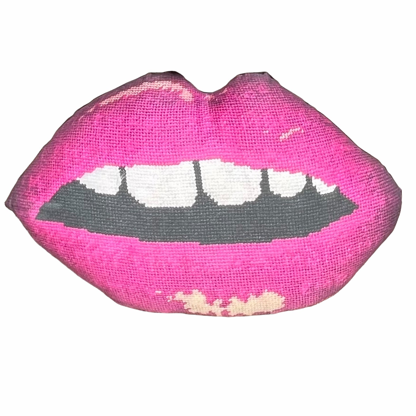 magenta EMBRASSE MOI organic cotton sateen sculpted lips pillow