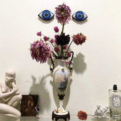 sculpted blue eyes filled with lavender 