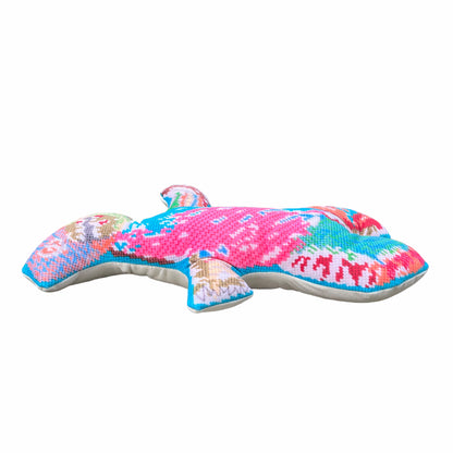 colorful, silly sculpted soft plush monster