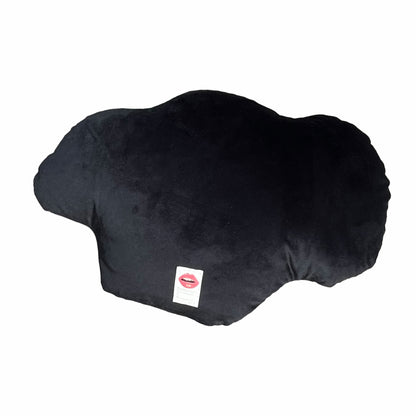 velvet amoeba-shaped pillow covered in fanciful, brightly-colored-eyes
