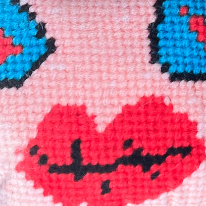sweet monster sculpted plush pillow with big blue eyes and lips
