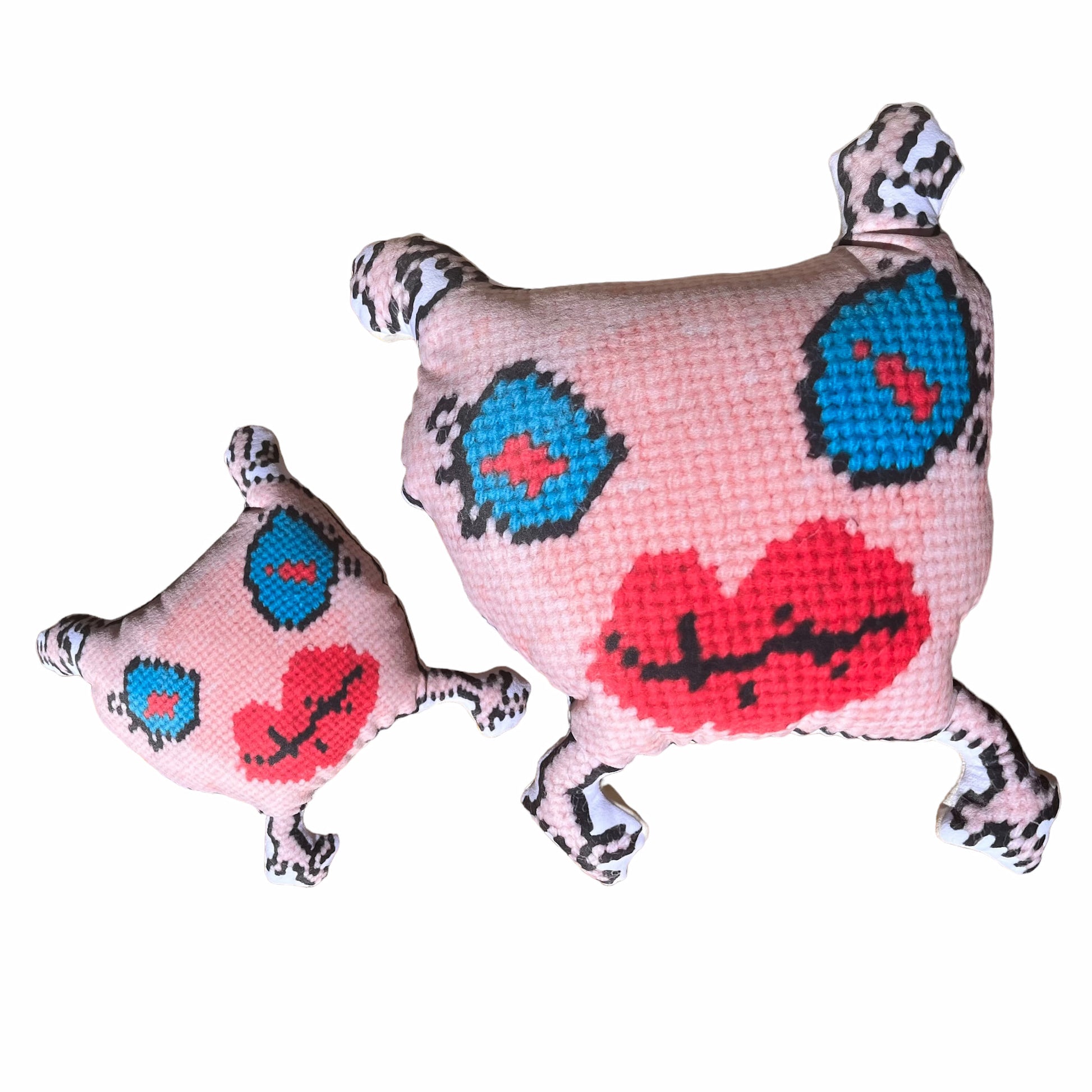 sweet monster sculpted plush pillow with big blue eyes and lips
