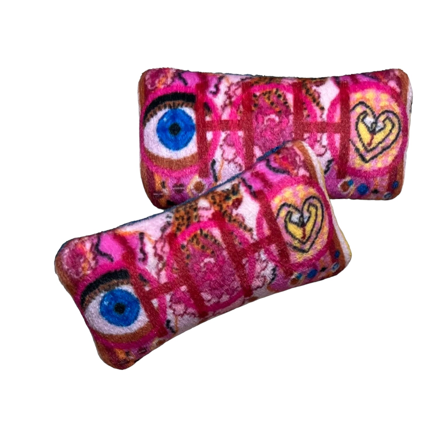 organic French lavender pink sachet with blue eye, cheetah, lips, snakes