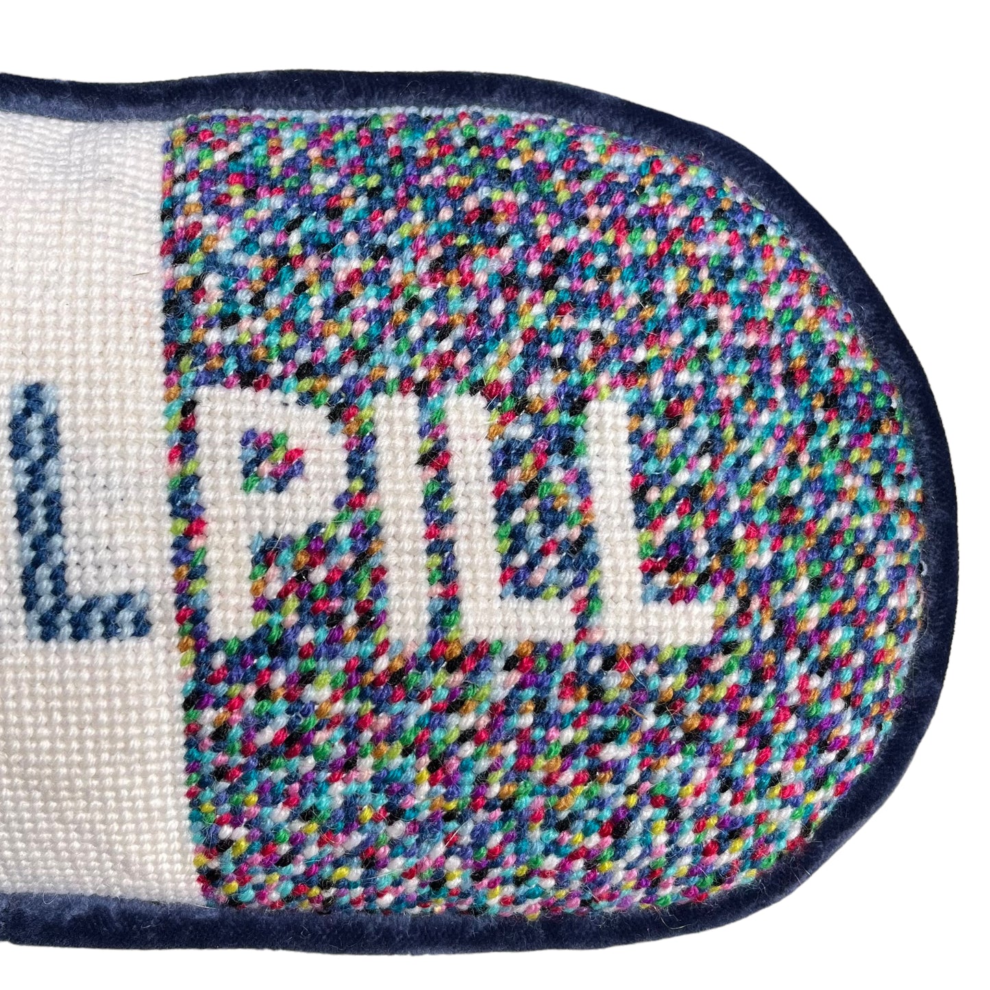 needlepoint sculpted CHILL PILL hand-embroidered pillow