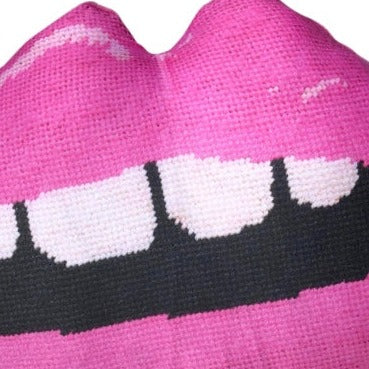 sculpted cotton sateen pink lips pillow