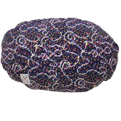 velvet fabric with white swirls on gray background with tiny multi-colored dots