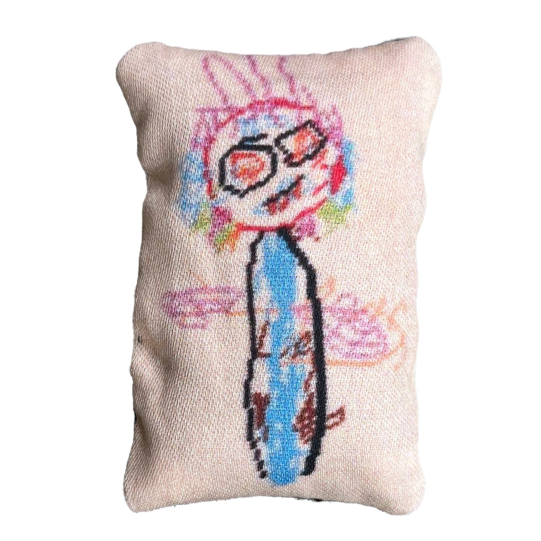 colorful abstract monster with big eyes & wild hair