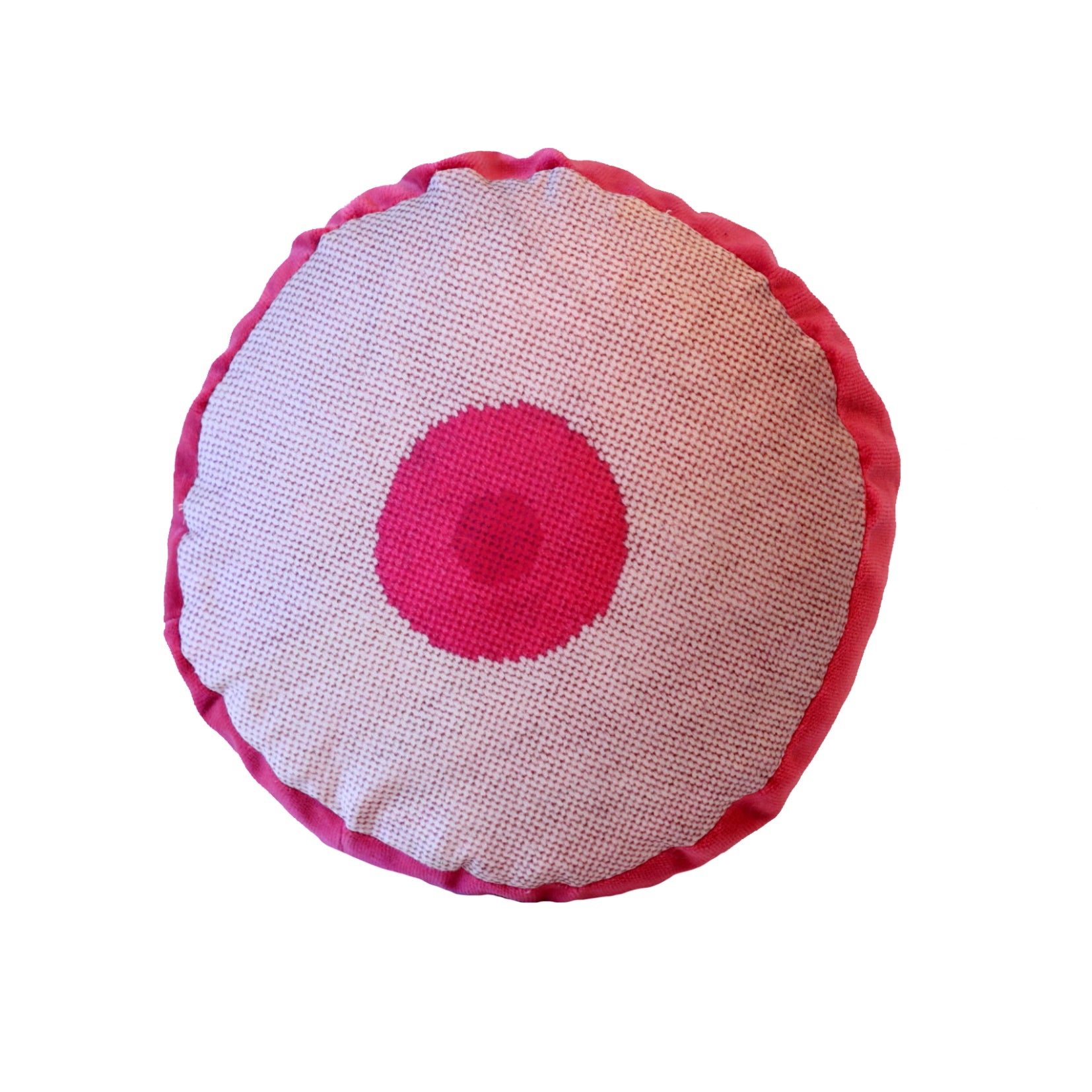 pink boob round pillow 